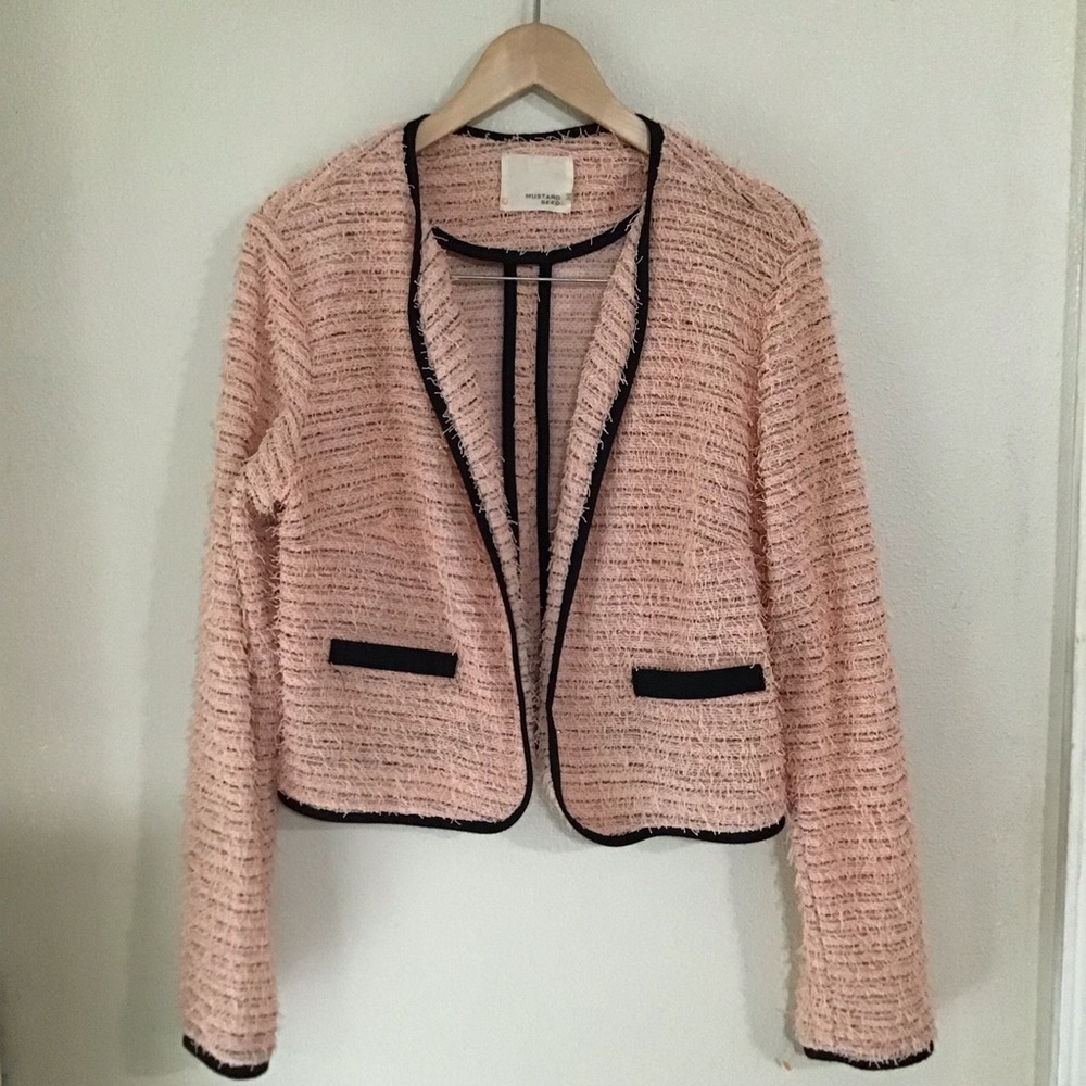 Mustard seed size L open cardigan pitch black M/L